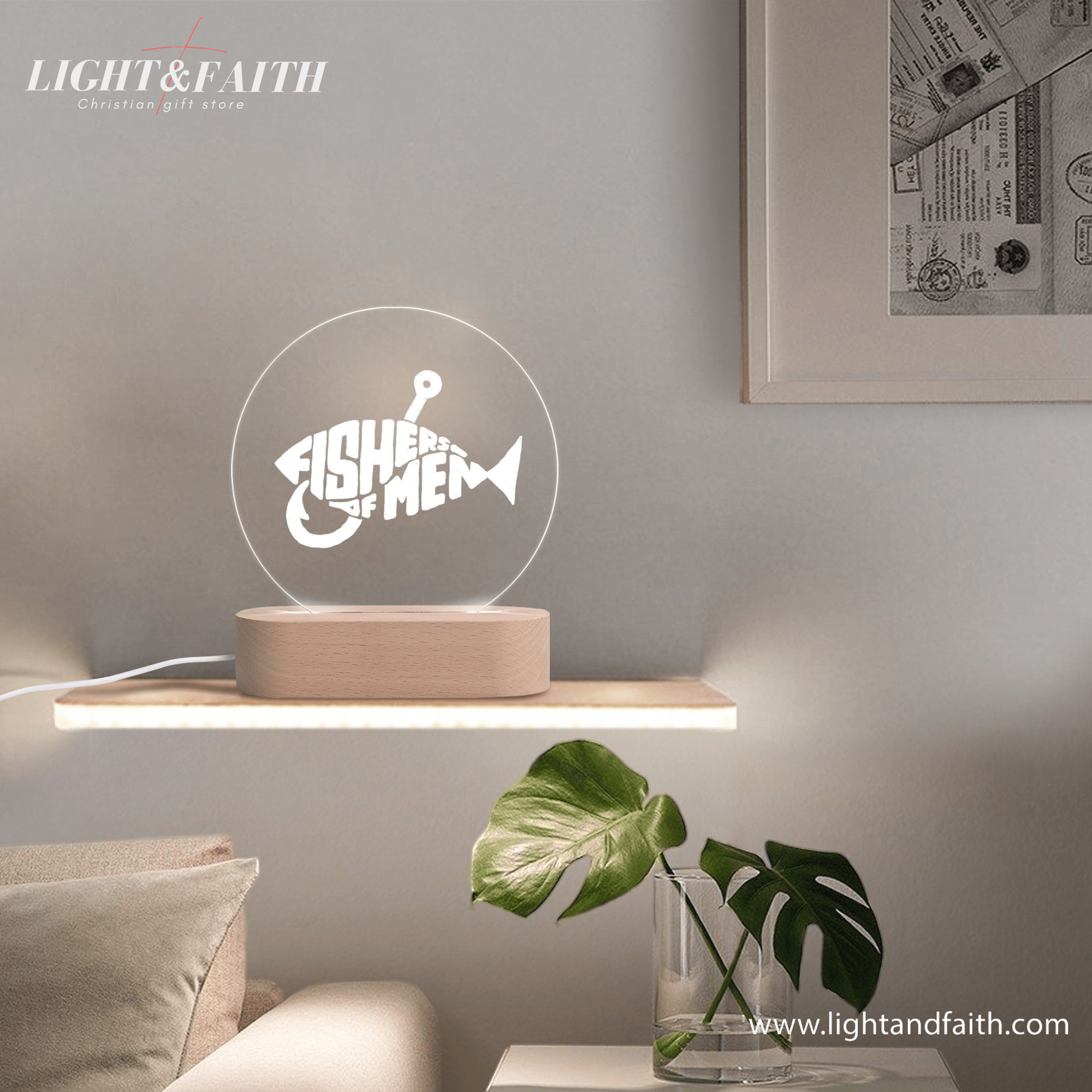 Fishers of Men LED Christian Night Light – Inspirational Bible Verse Decor Gift. NLLAF43